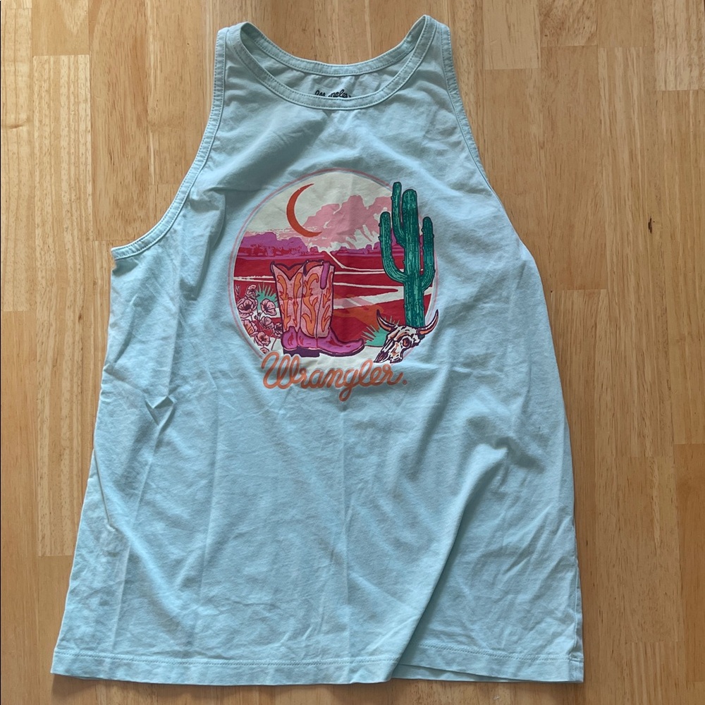 Wrangler Light Blue Tank with Desert Graphic